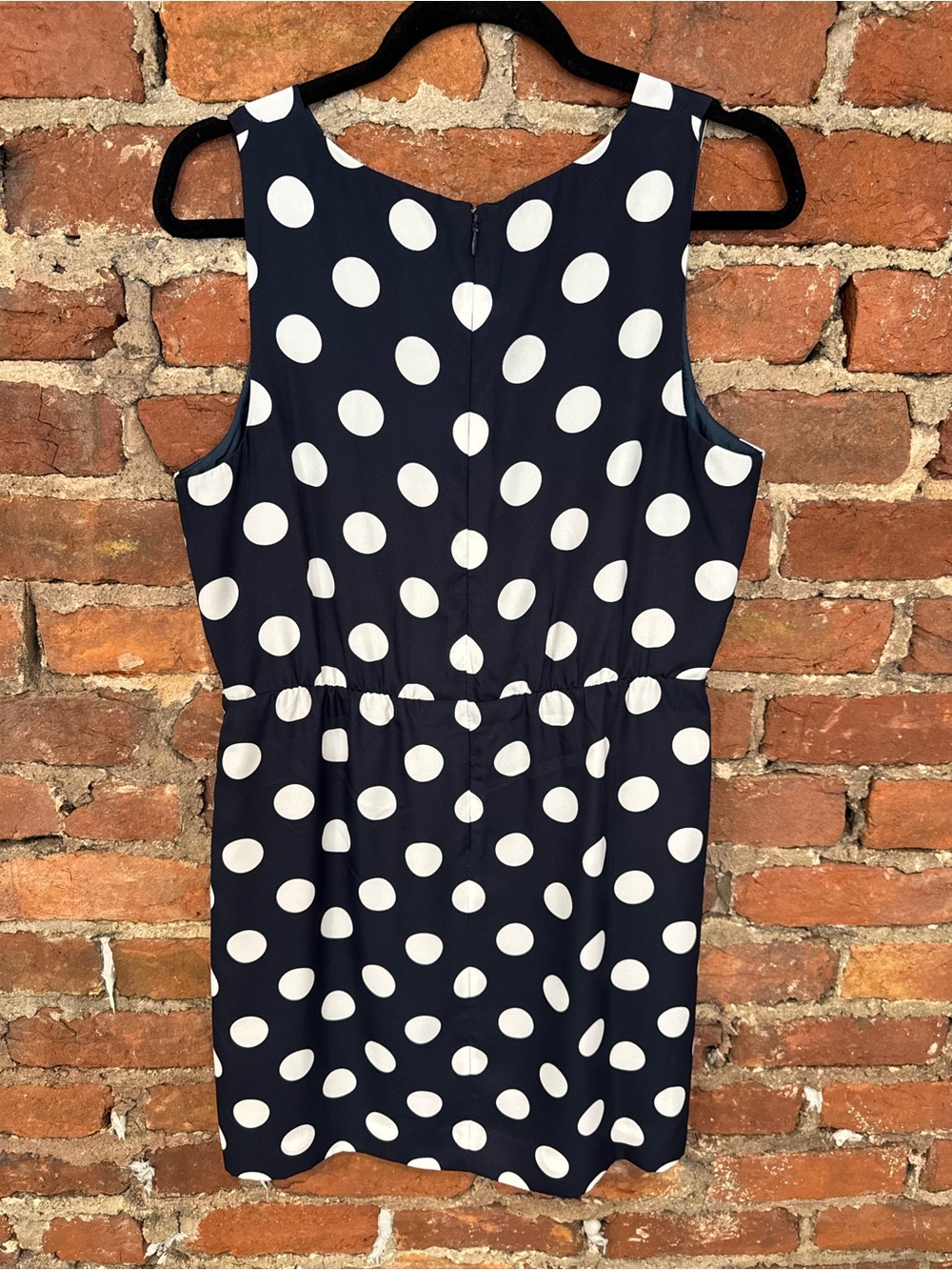 J. Crew Women’s Navy and White Polka Dot Sleeveless Sheath Dress